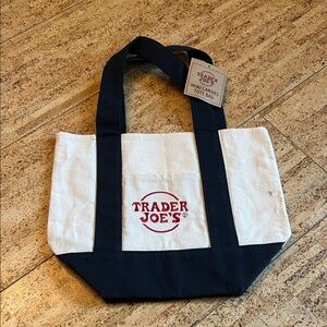 Trader Joe's Black and White Mini Canvas Tote Bag